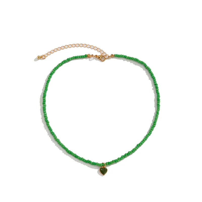 Brie Candy Heart Necklace - Green