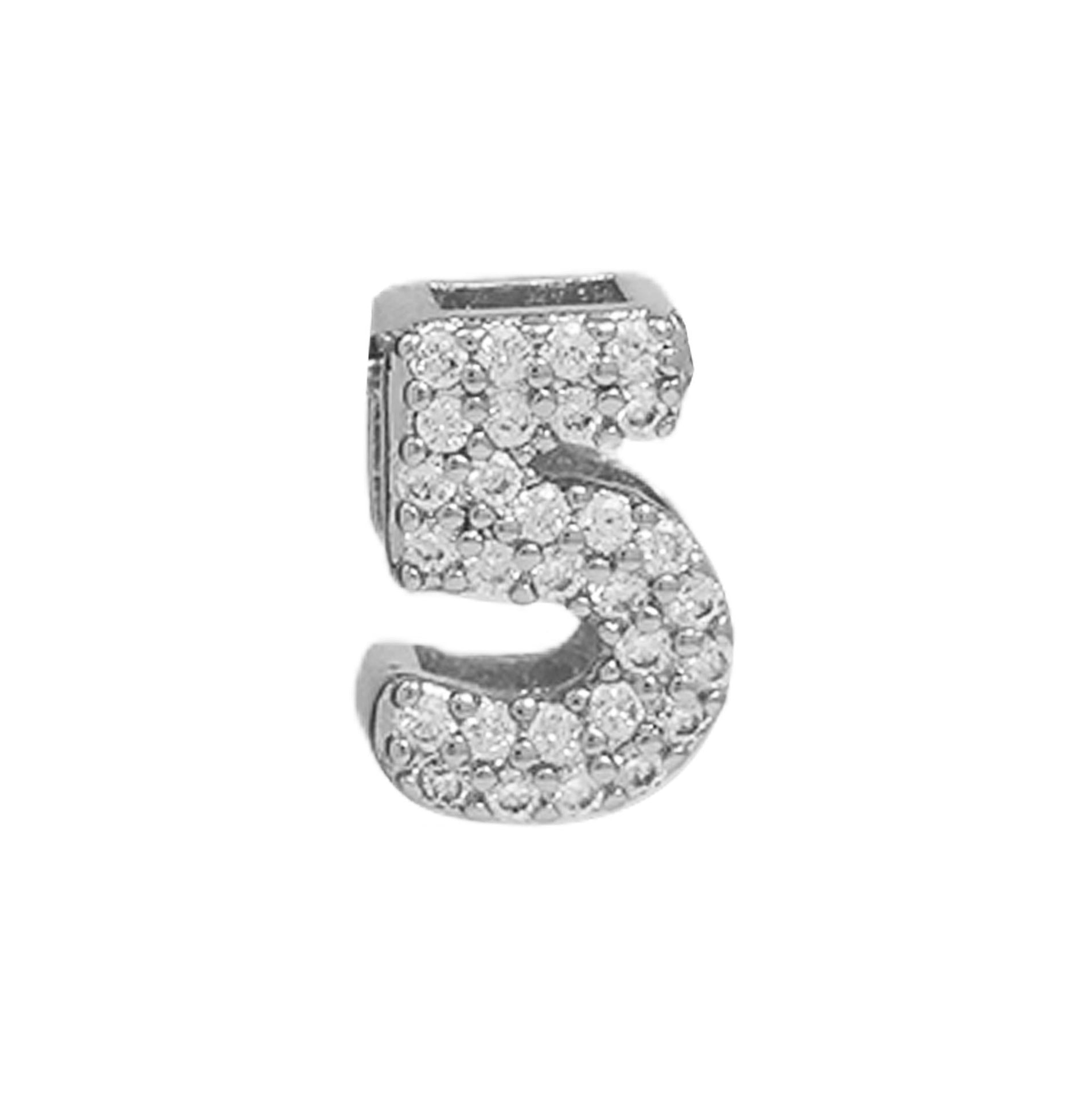 Adira Number Charm Necklace - Silver Number 5 [XT8KS23U]