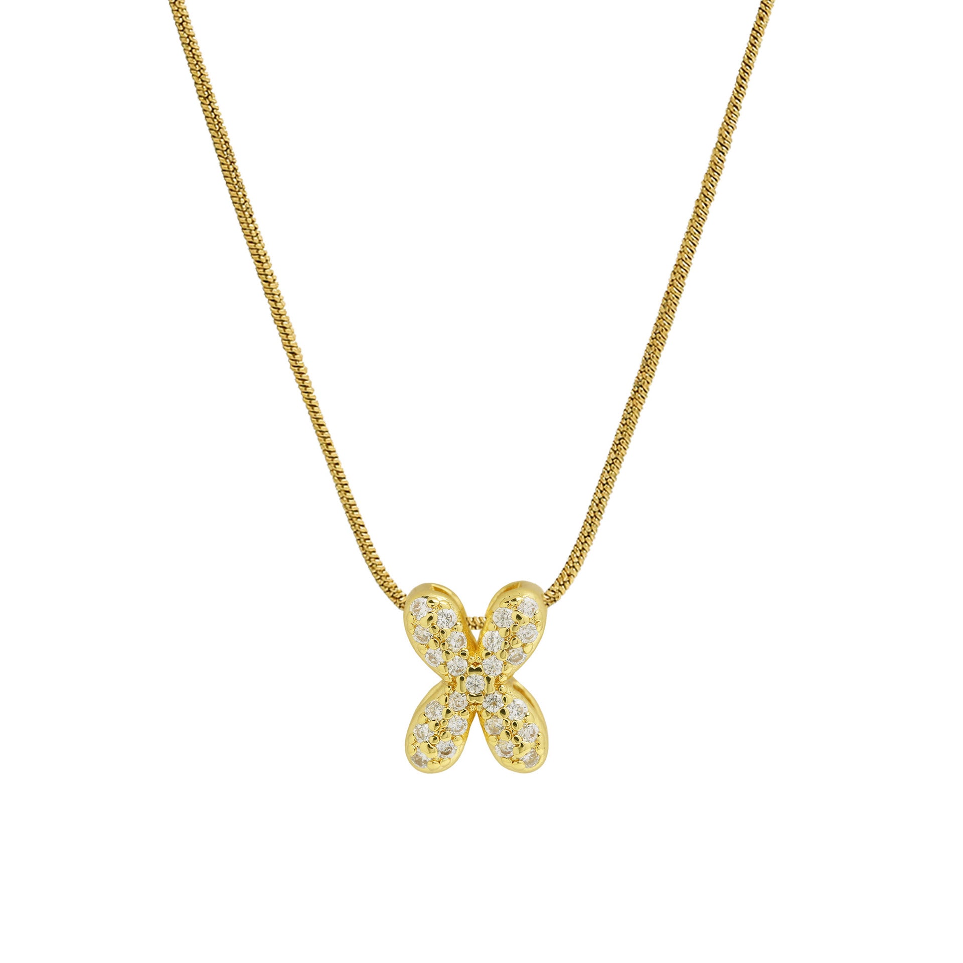 Deborah Initial Snake Necklace - Gold-tone X Initial [NZFBRMOI]