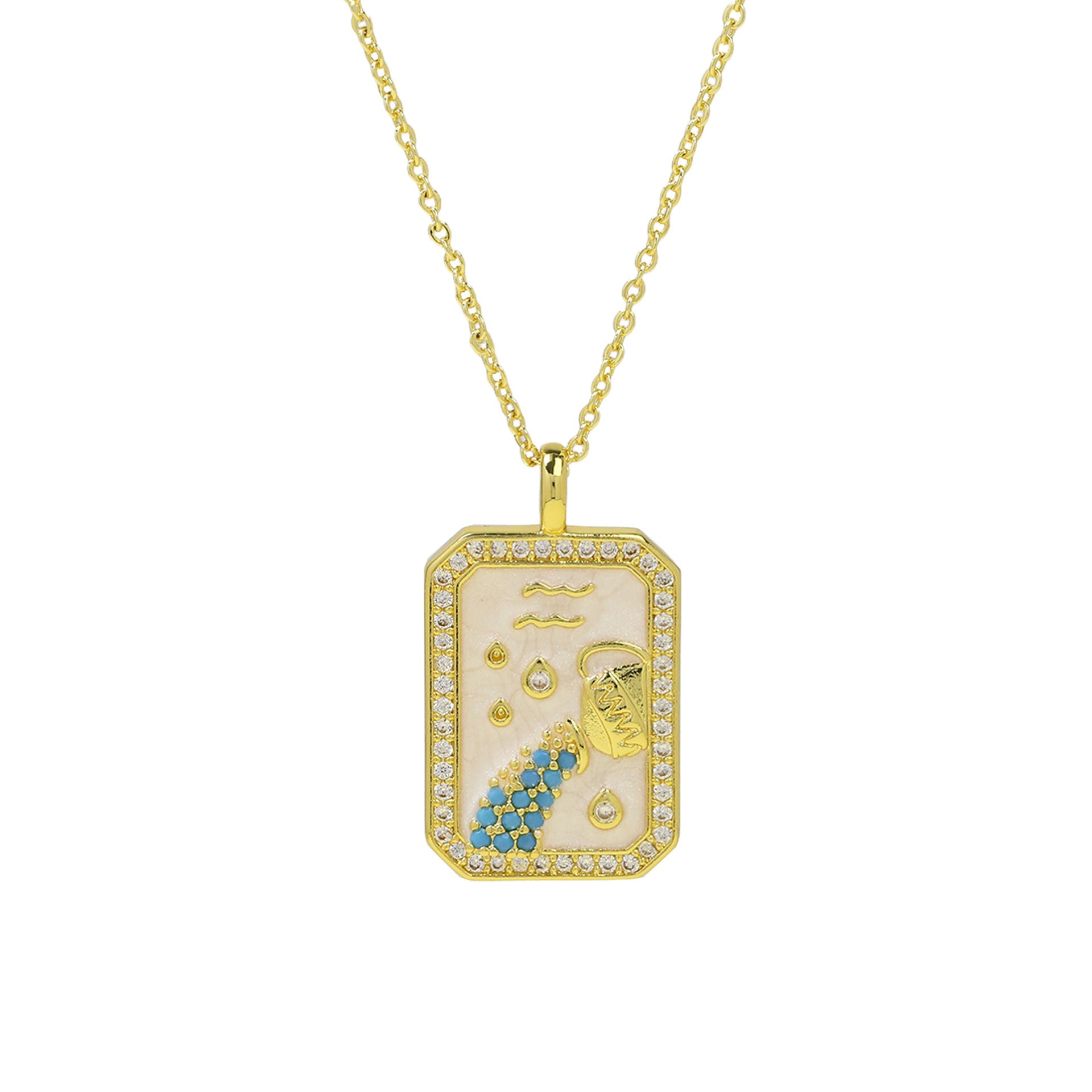 Ravenna Zodiac Square Necklace - Aquarius [V4KXB1KS]