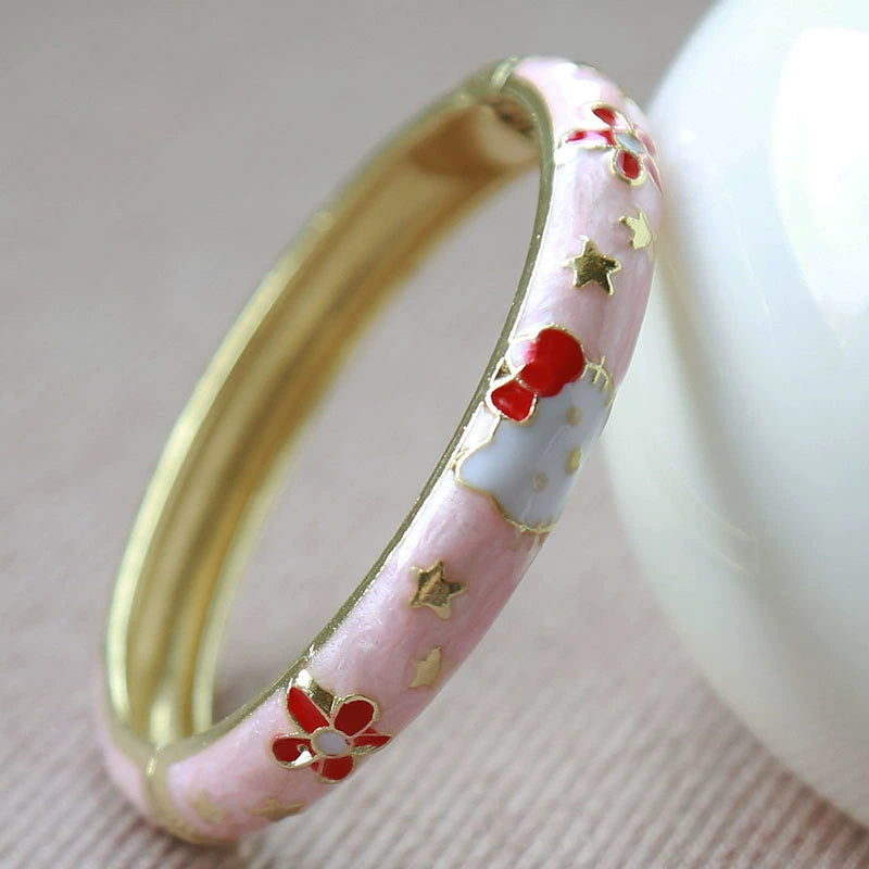 Camrynn Kitty Enamel Bracelet - Light Pink (5.1cm) [T4LKXZ9E]