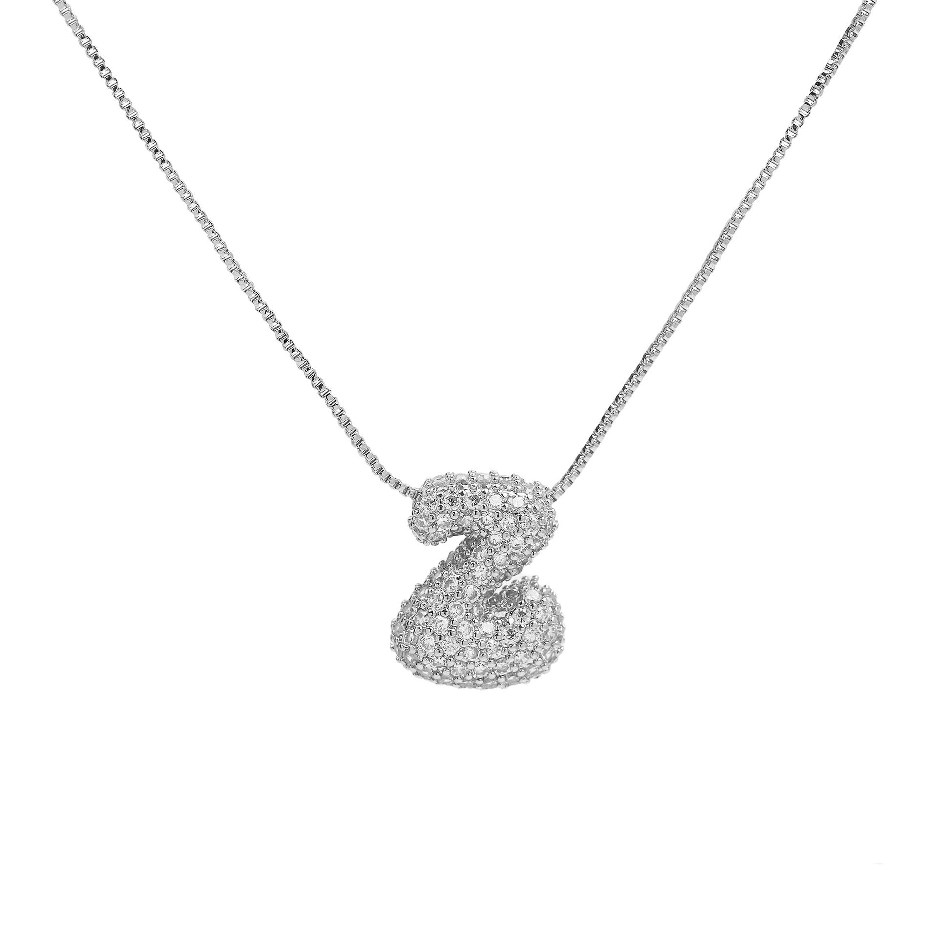 Francis Bubble Initial Necklace - Silver Necklace Z [20NQTVBP]