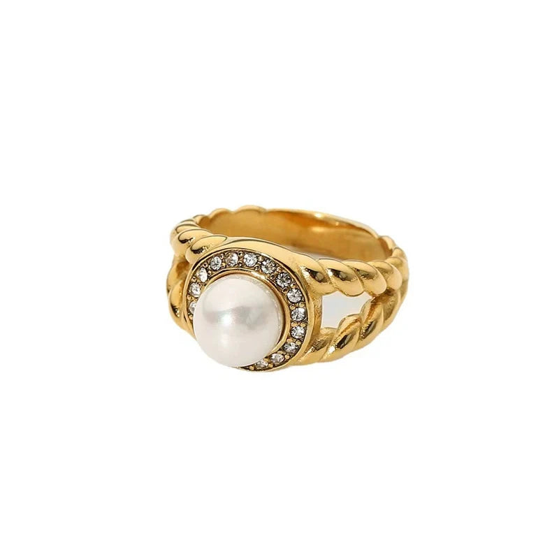 April Statement Gemstone Ring - Pearl Style US Size 6