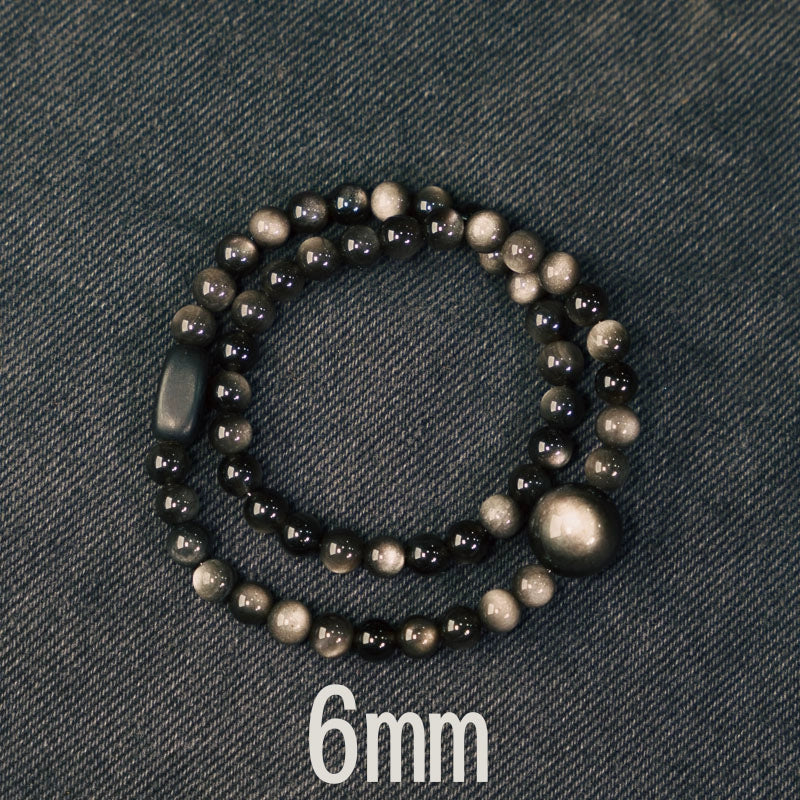Caliah Silver Obsidian Bracelet - 6mm Silver Obsidian