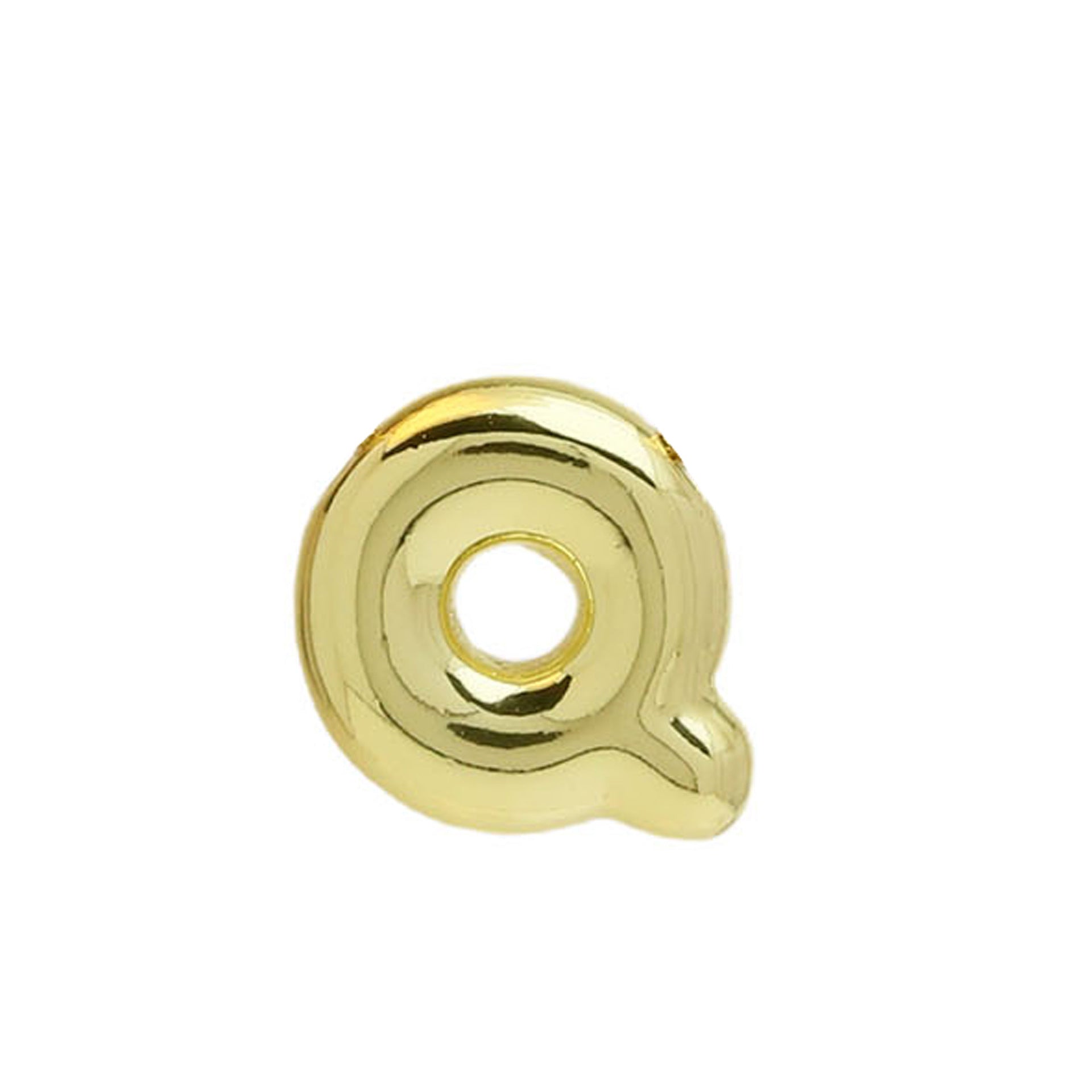 Vada Gold Bubble Letter Necklace - Gold Q Pendant [E5J8GM78]