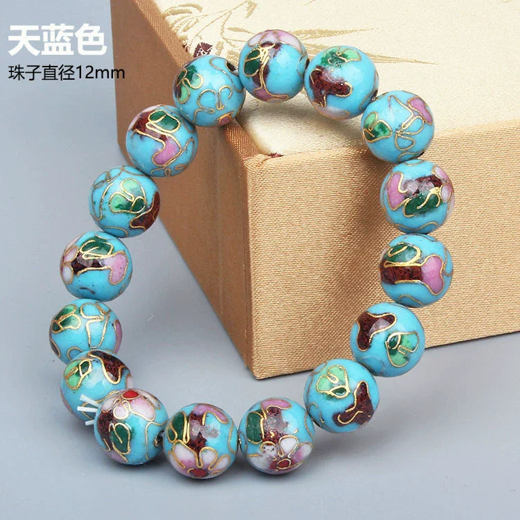 Charlie CloisonnŽ Beaded Bracelet - Sky Blue - 12mm Bead