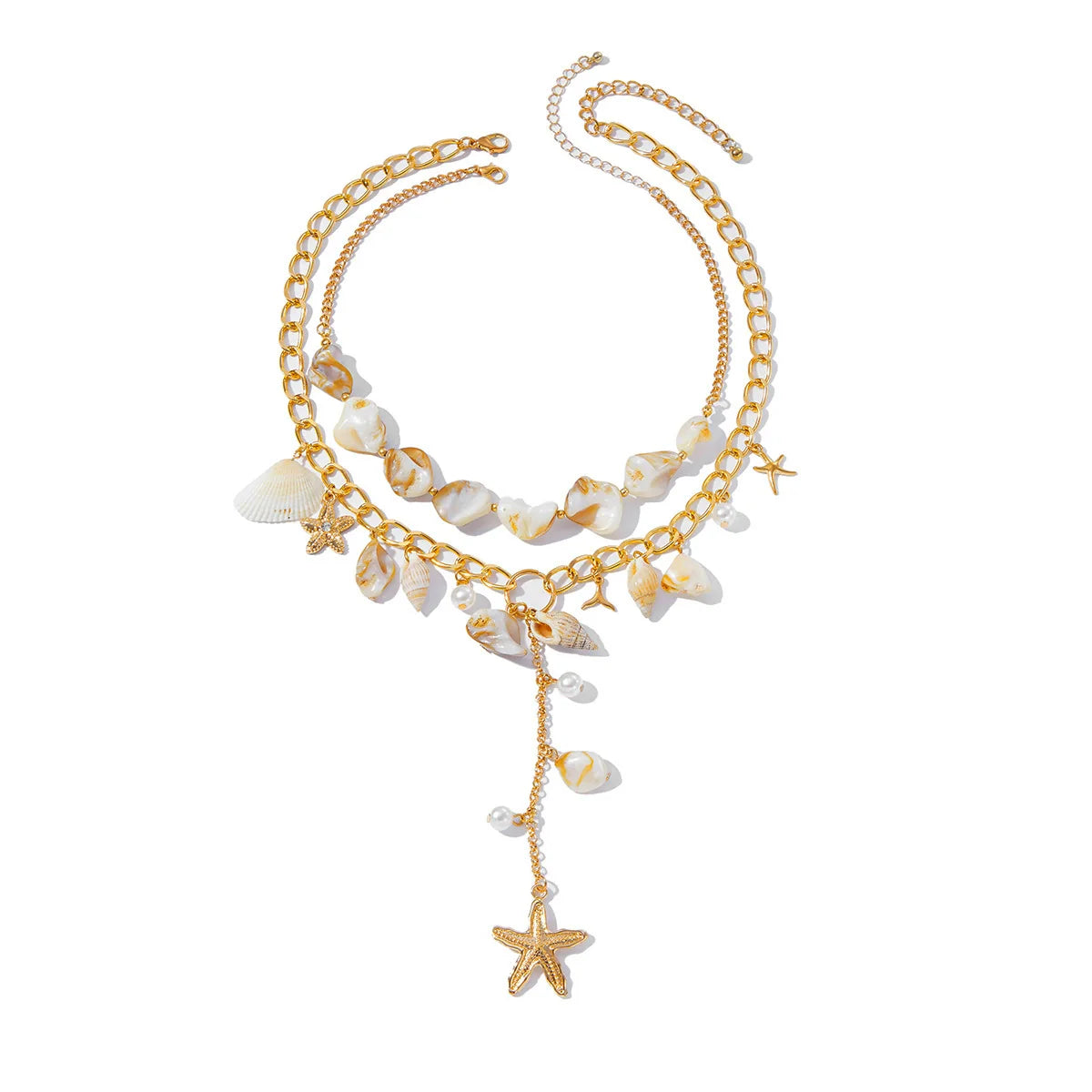 Rozlyn Coastal Layered Shell Necklace - Gold