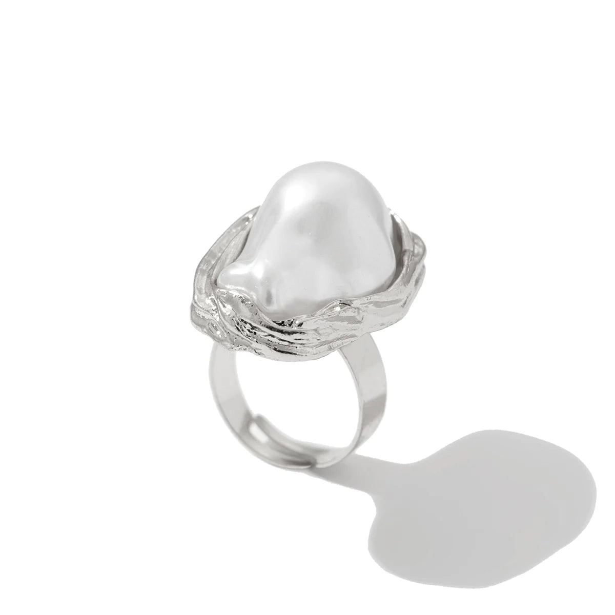 Zada Pearl Bloom Rings - Baroque Faux Pearl Silver