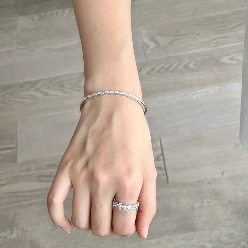 Aaleiya Stackable Pave Bracelet - Silver Pave Bracelet (16cm)