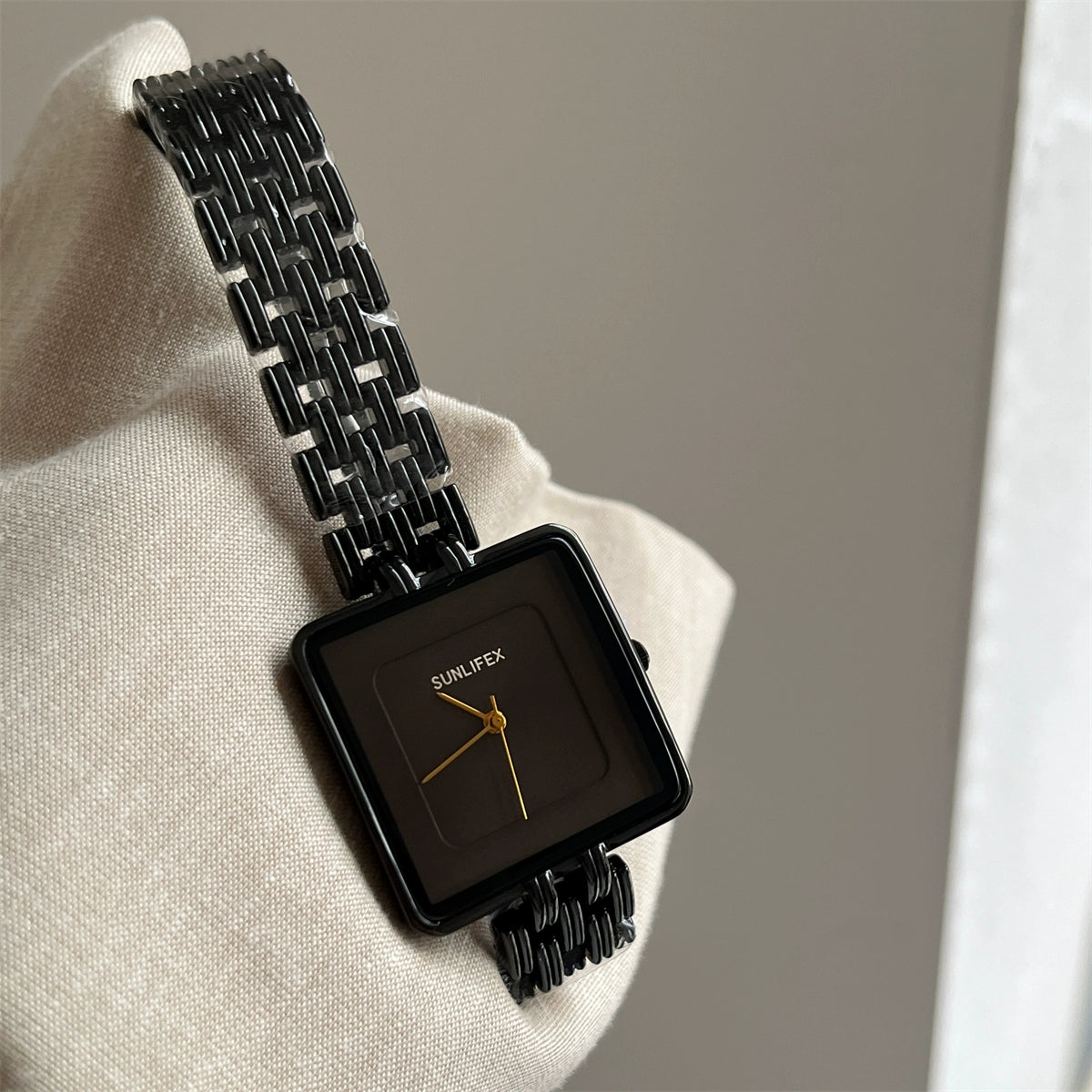 Cerenity Square Link Watch - Black Band Black Face [E3KZRTTP]
