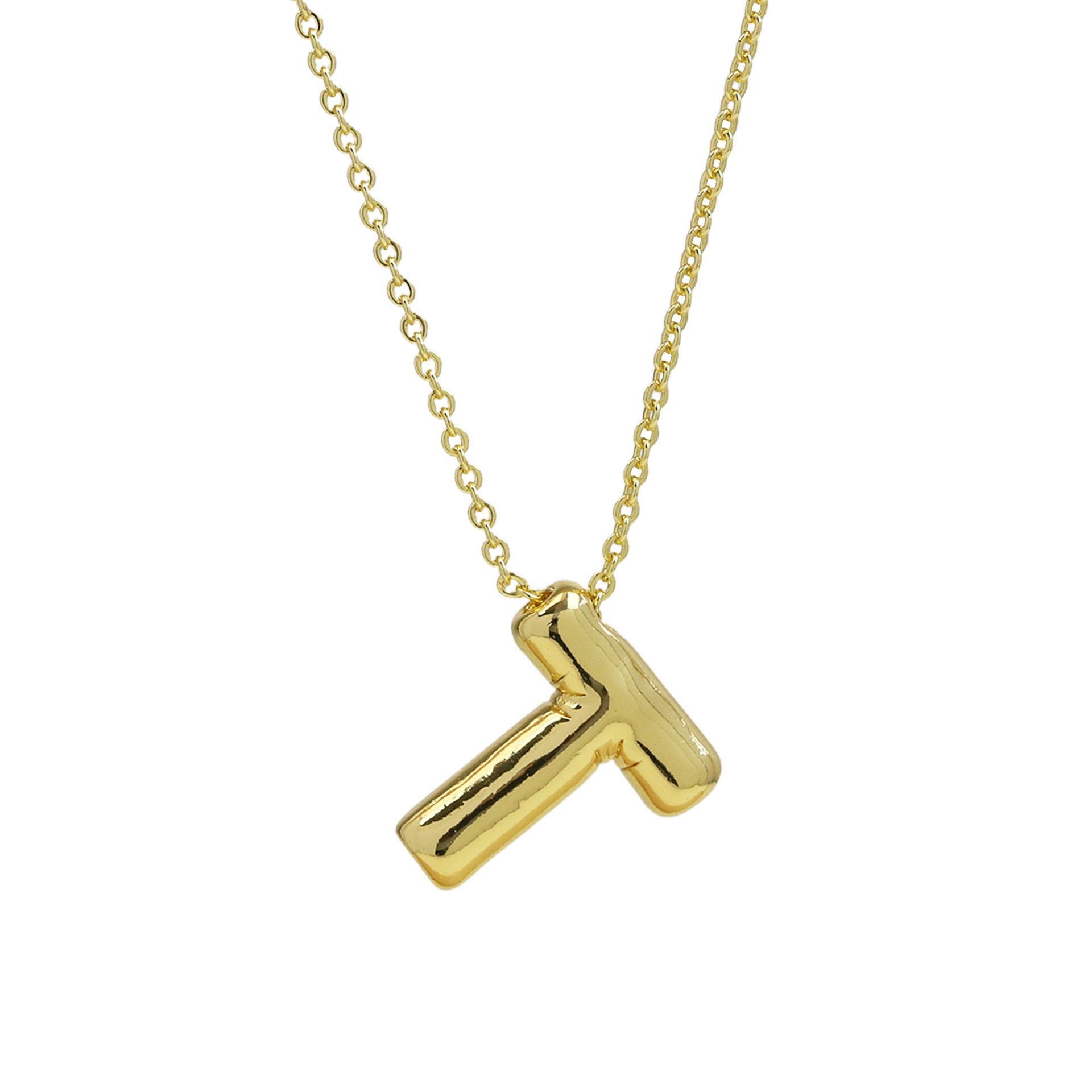 Saffron Puffy Initial Necklace - Letter T [DHU9UJFM]
