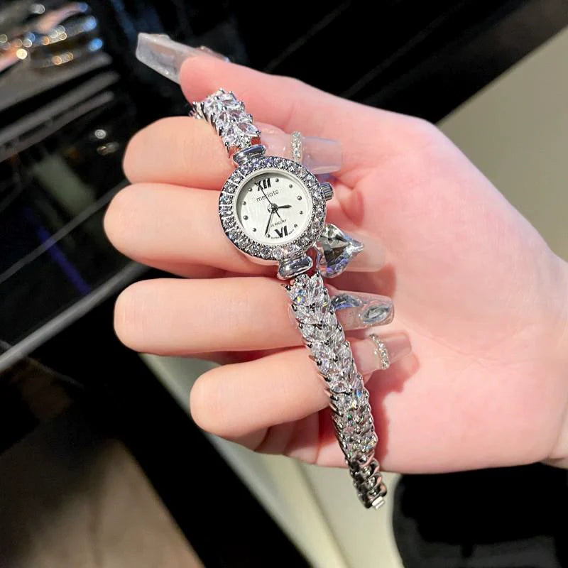 Sia Mermaid Tail Quartz Watch - Silver White Dial Wheat Ear
