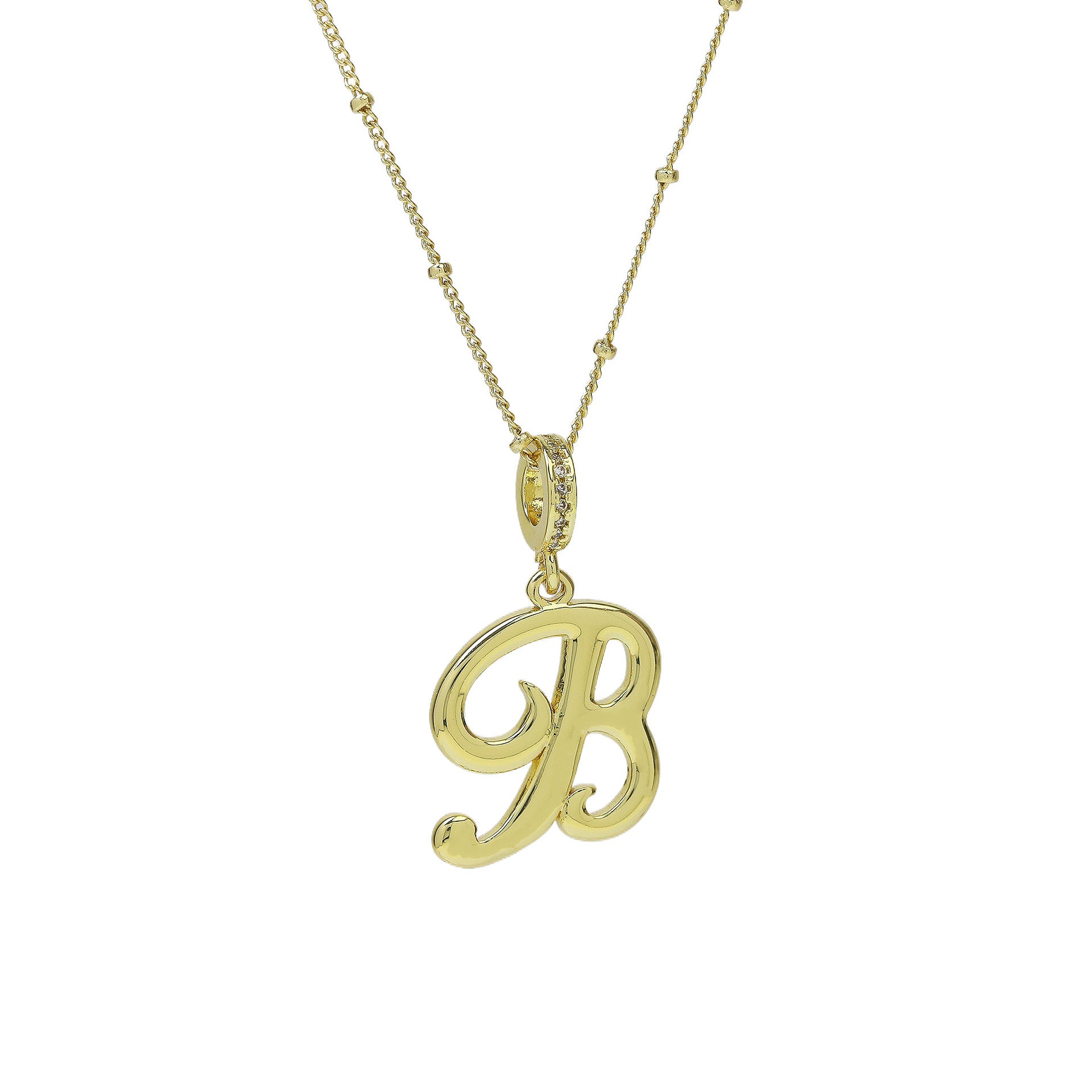 Frida Gold Cursive Initial Necklace - Gold B [RNQTFAO1]