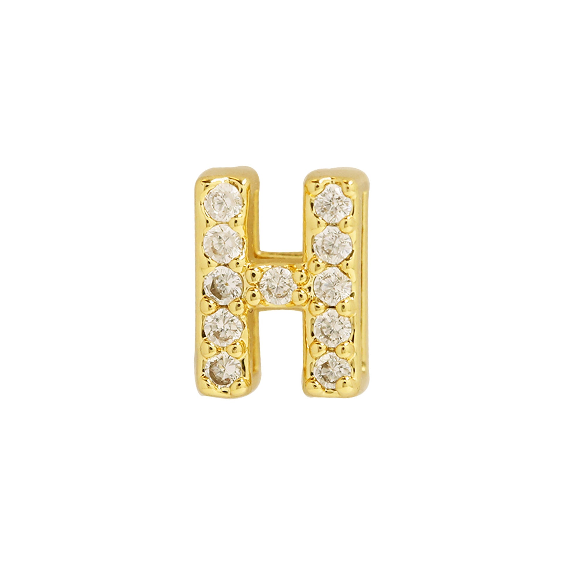 Leyna Gold Zircon Initial Necklace - H [KTEYFXMV]