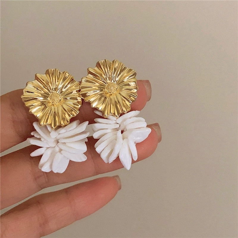 Aly Romantic Shell Drop Earrings - Shell Flower Silver Needle [38UOL1GY]