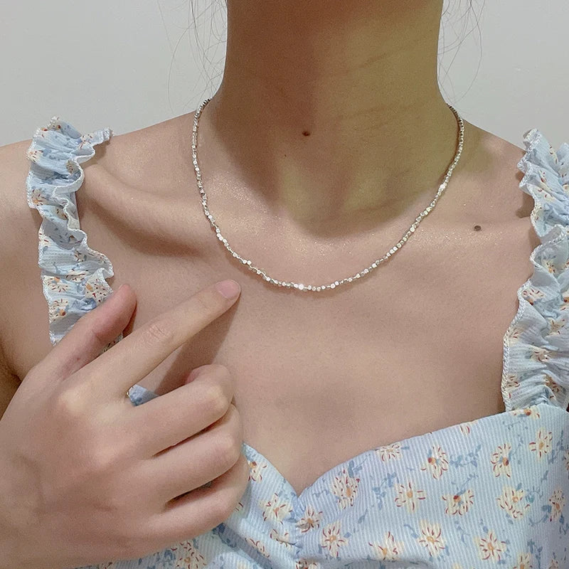 Chanell Crushed Silver Necklace - undefined