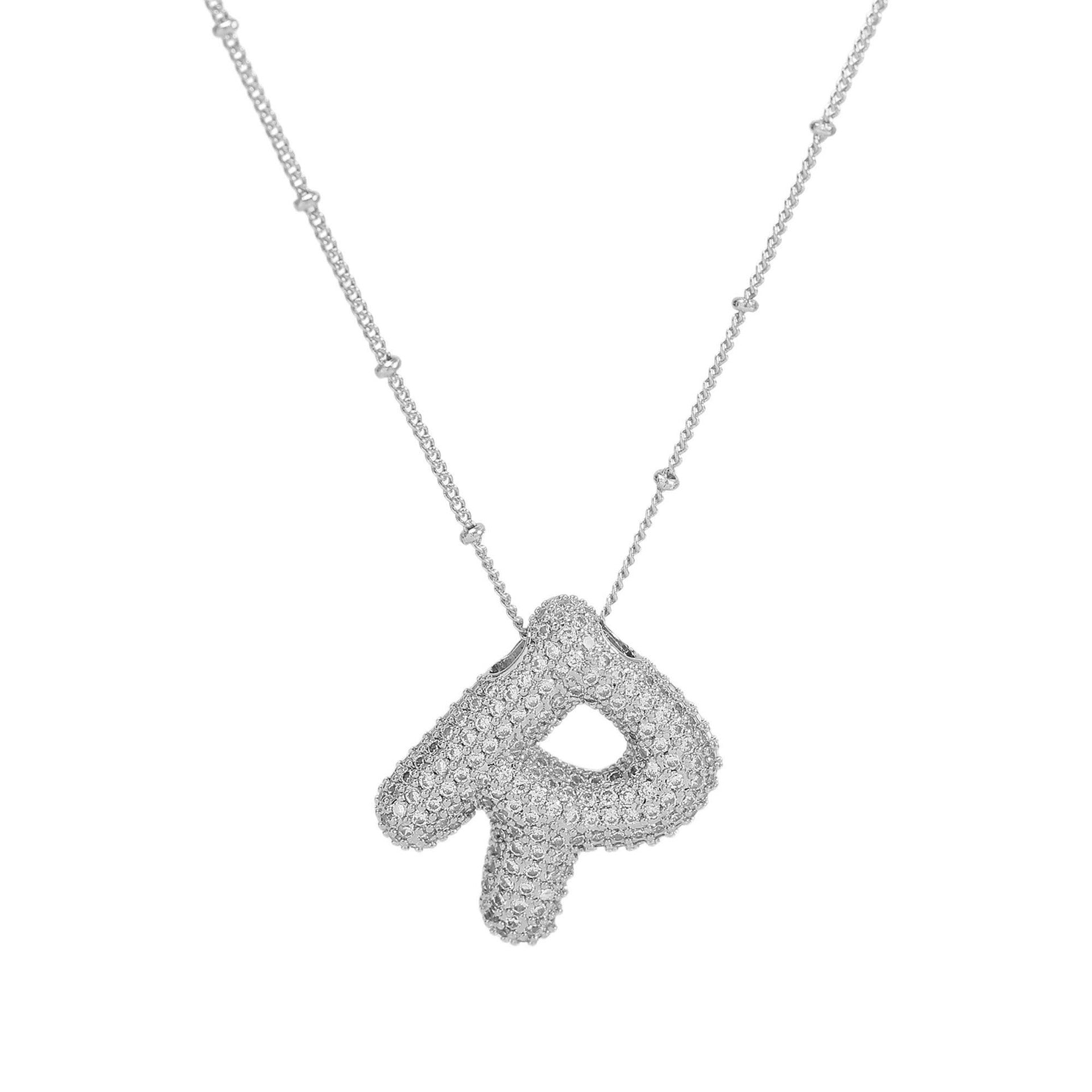Fynlee Bubble Initial Necklace - Silver R [AH209VQK]