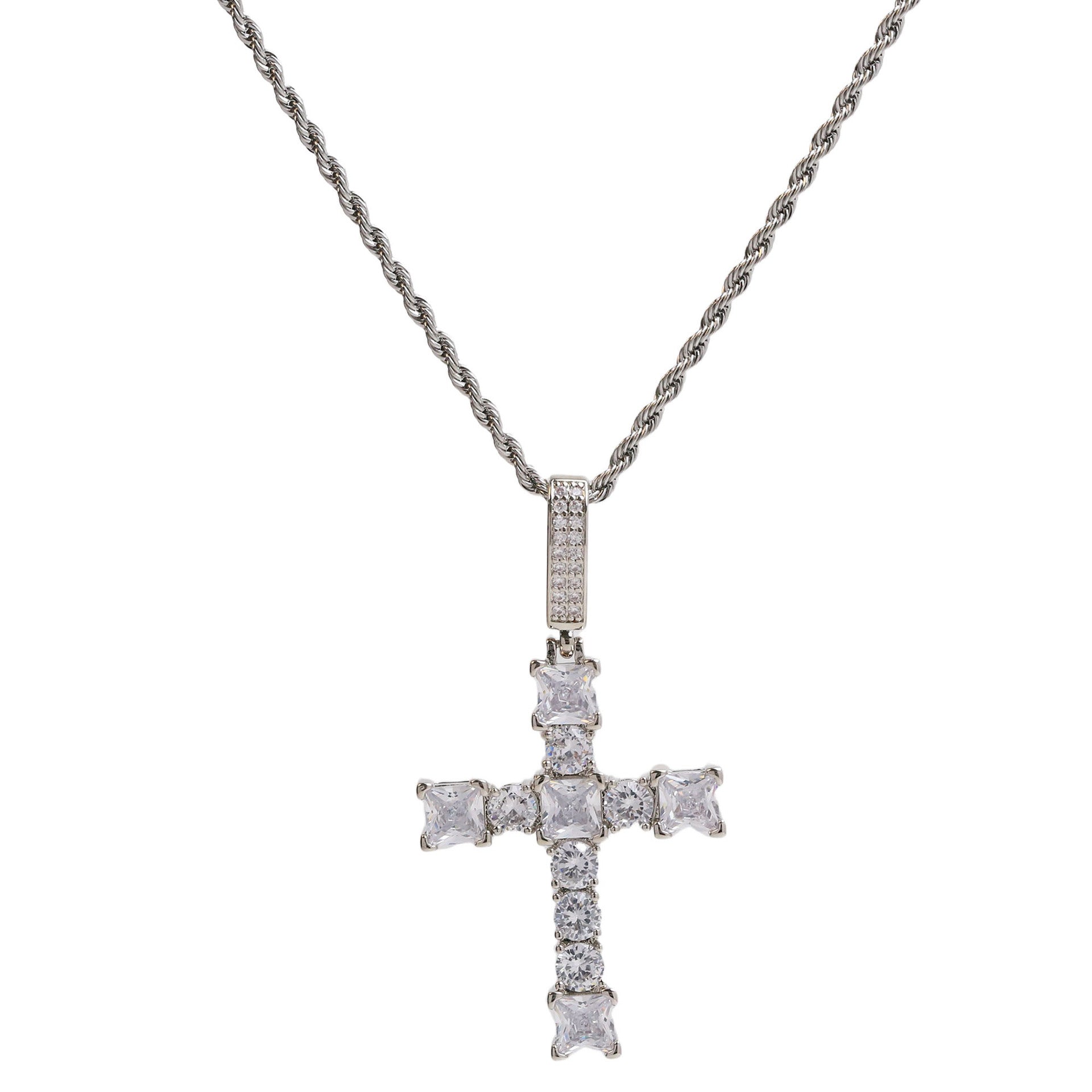 Unique Zircon Cross Pendant Necklace - Cross Pendant Style J [6SZ1H9XL]