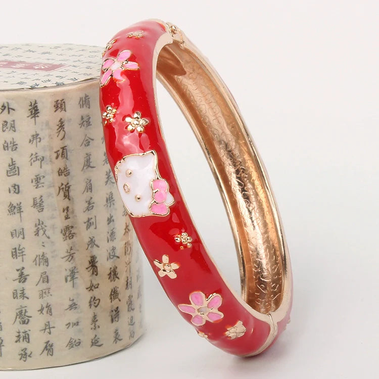 Porter Enamel Hello Kitty Bangle - Red (4.7cm, Fixed Pattern)