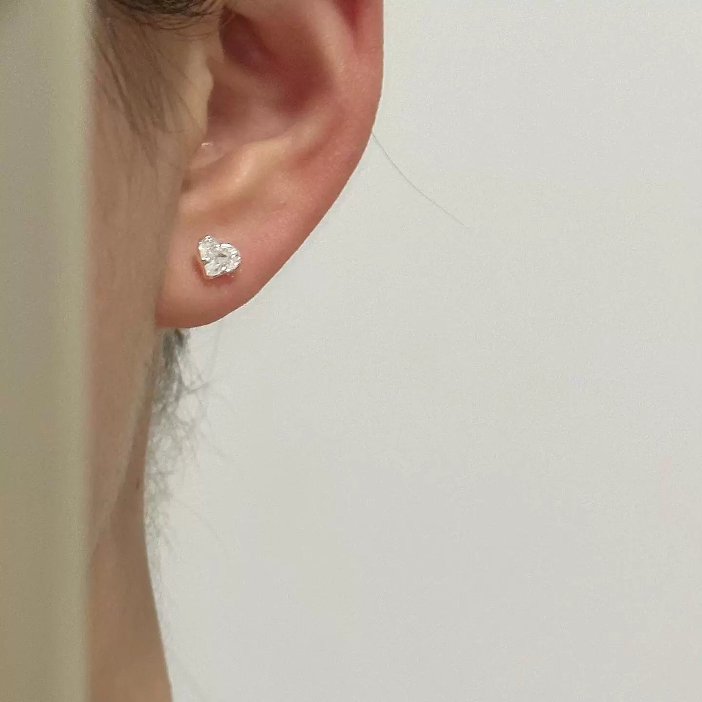 Daria Heart Stud Earrings - White Zirconia Heart