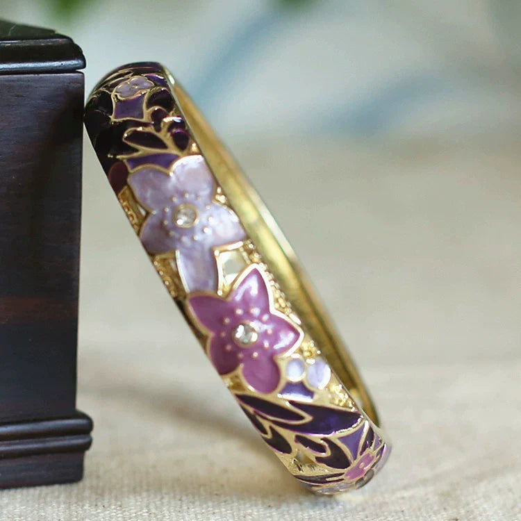 Alicen CloisonnŽ Floral Bangle - Taro Purple