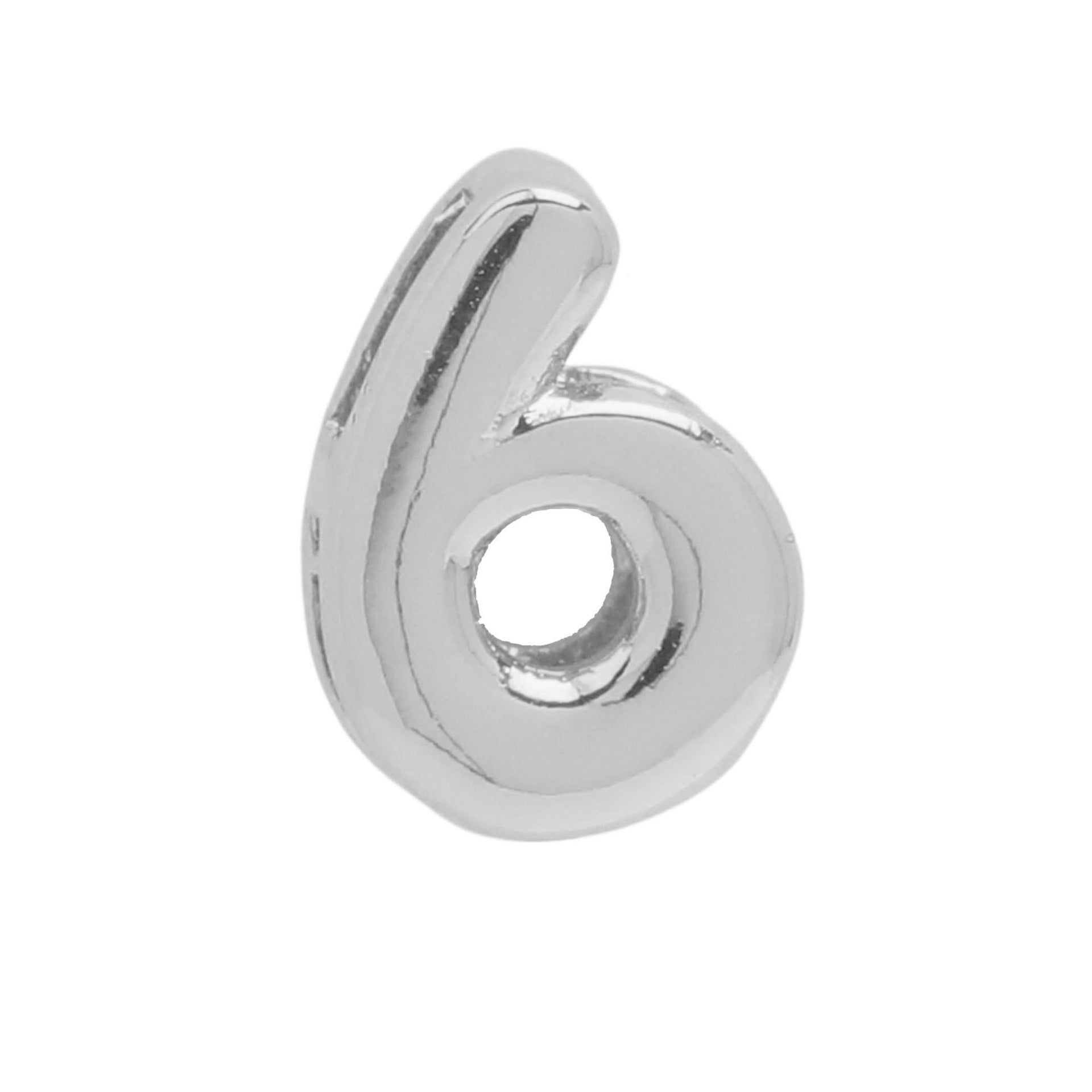 Devora Bubble Letter Necklace - White Gold Tone Number 6 Pendant [6ZJ639LE]