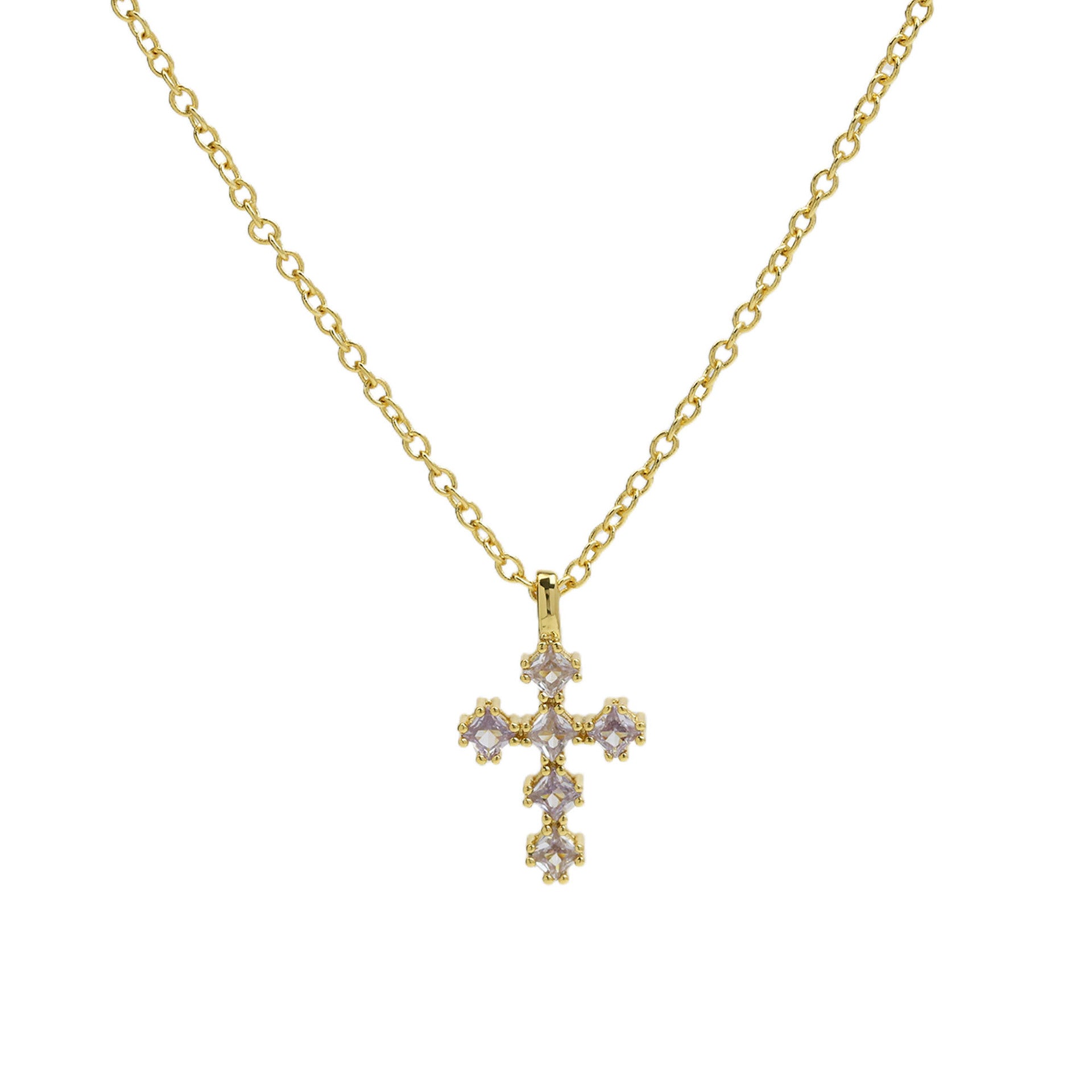 Parisa Zircon Birthstone Cross Necklace - June [PHMS2DCR]
