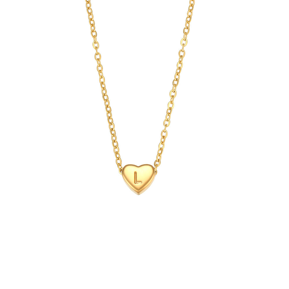 Harmonii Dainty Heart Initial Necklace - Heart Letter L [245Q86LK]