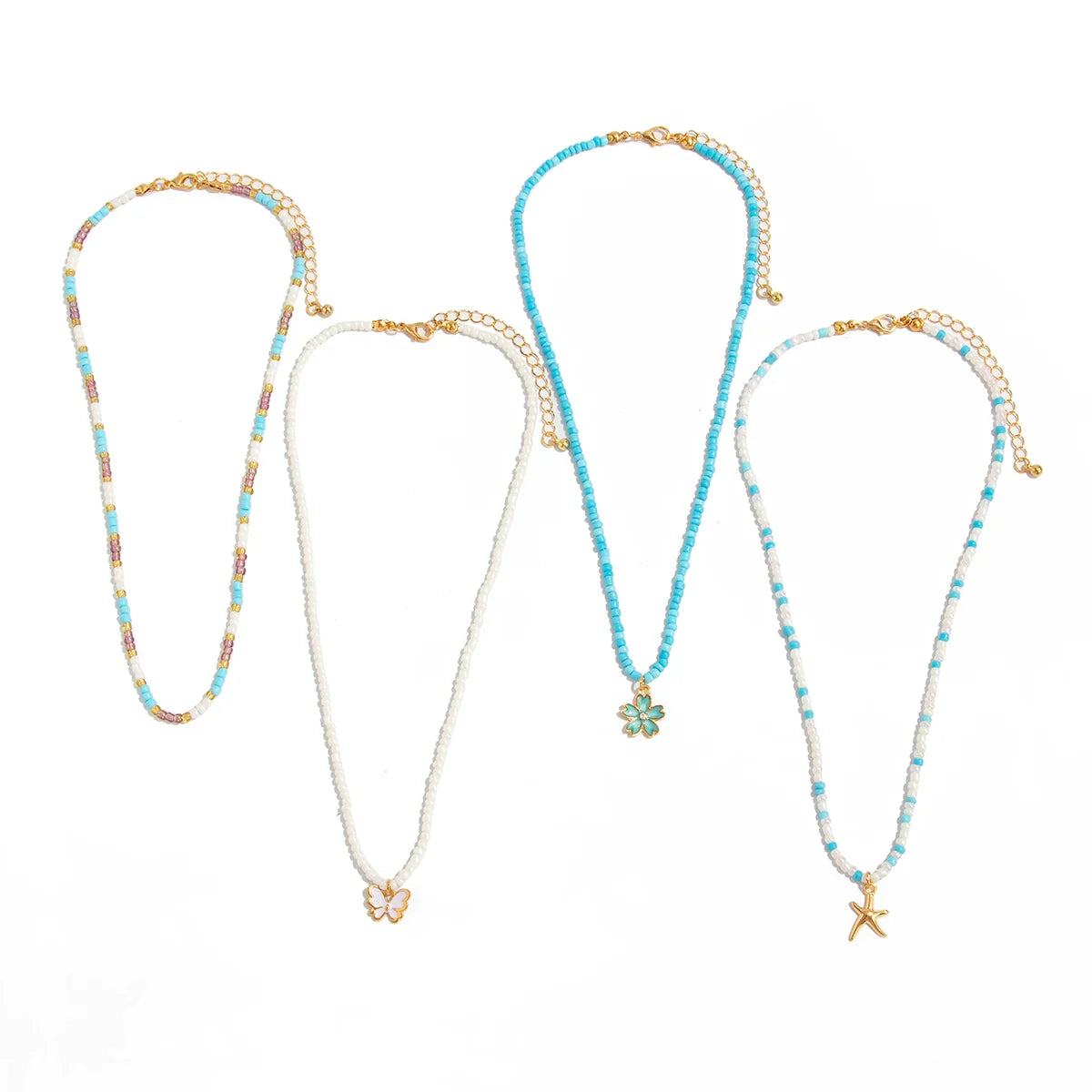 Anniston Layered Ocean Charm Necklace Set - 4-piece Set