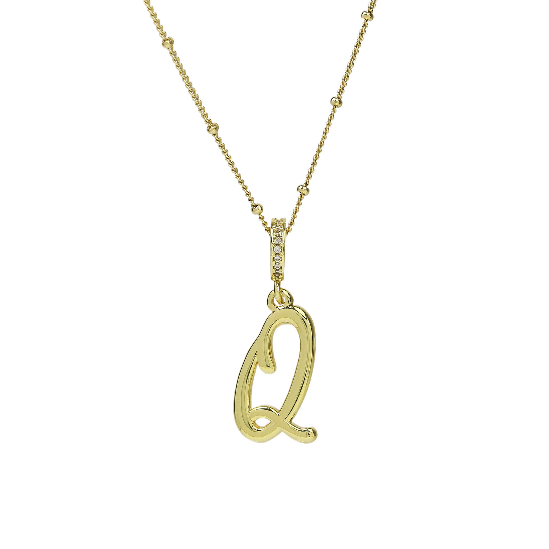 Frida Gold Cursive Initial Necklace - Gold Q [8EKMFHOH]