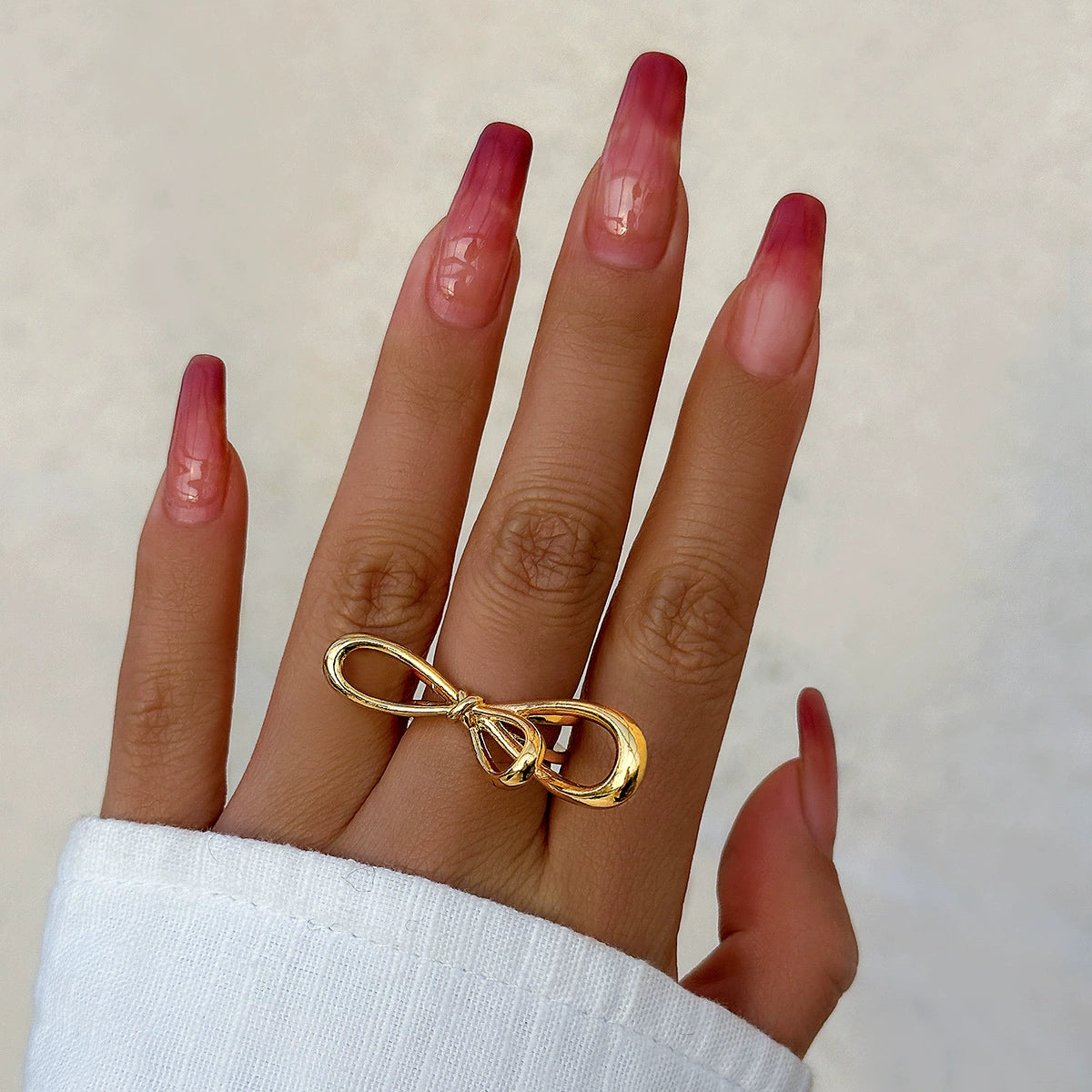 Miracle Glossy Butterfly Bow Ring - Light Gold Design 01 (0720) [IG8G6AIU]