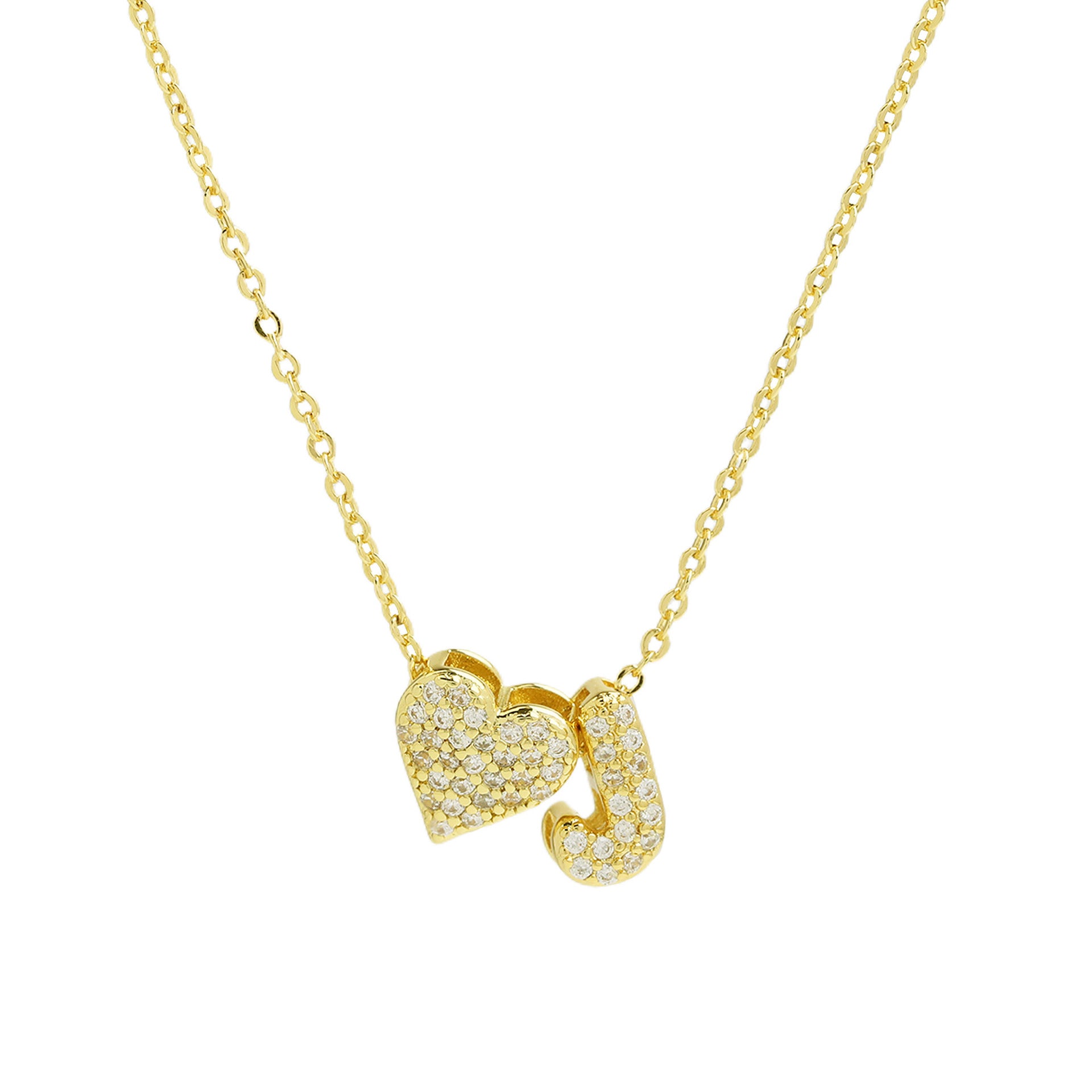 Riley Zircon Bubble Initial Necklace - J Initial [GDH5WI4A]