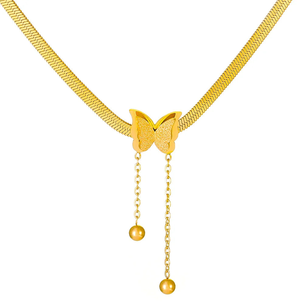 Kadence Butterfly Tassel Choker - Gold Necklace