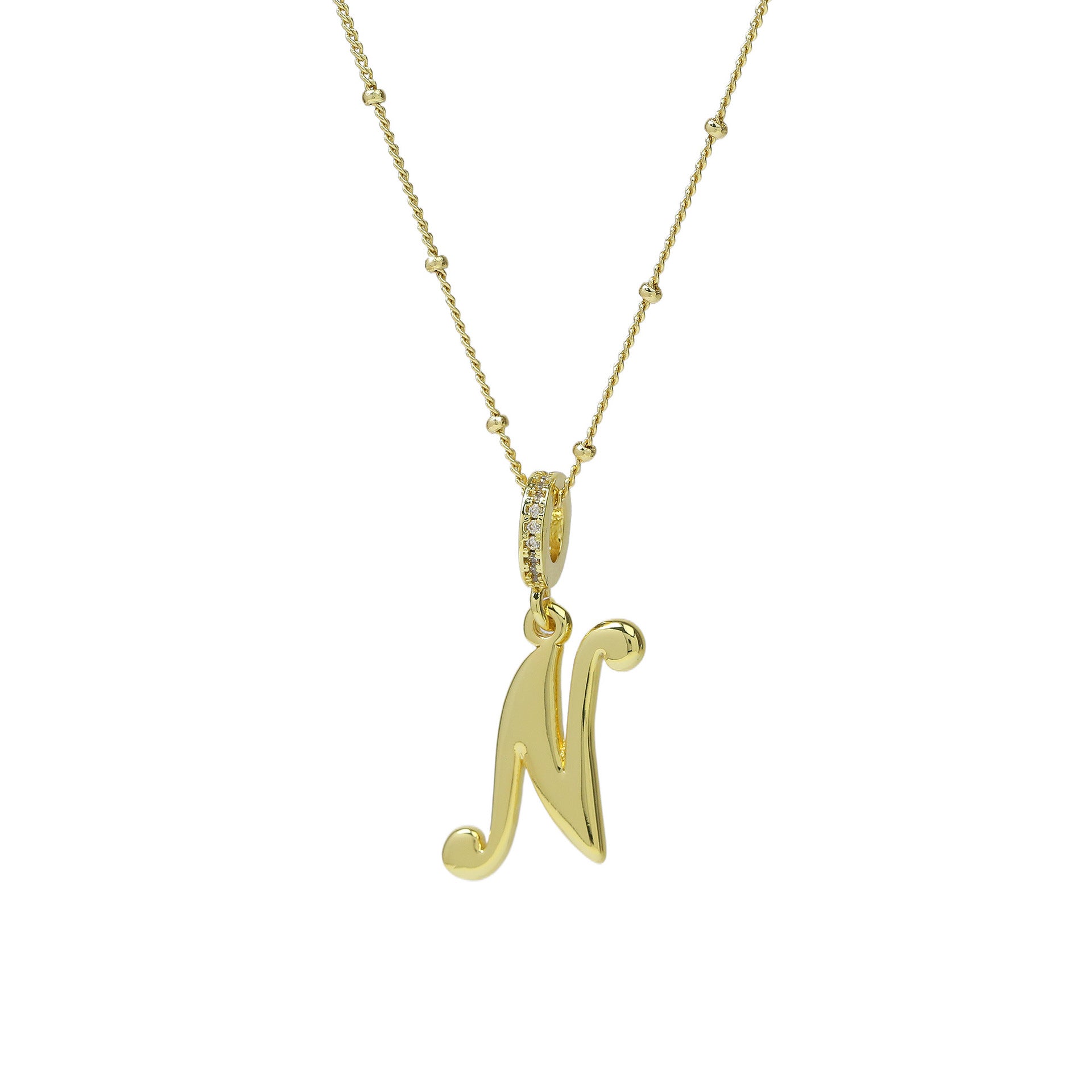 Frida Gold Cursive Initial Necklace - Gold N [YWUPAVQP]