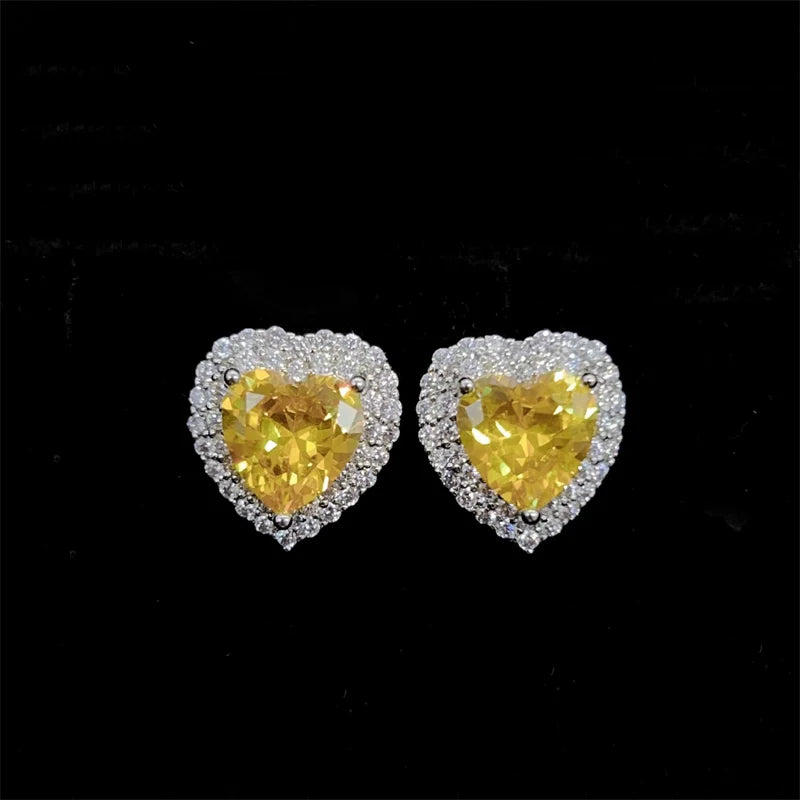 Gisella Colorful Gemstone Heart Studs - Yellow