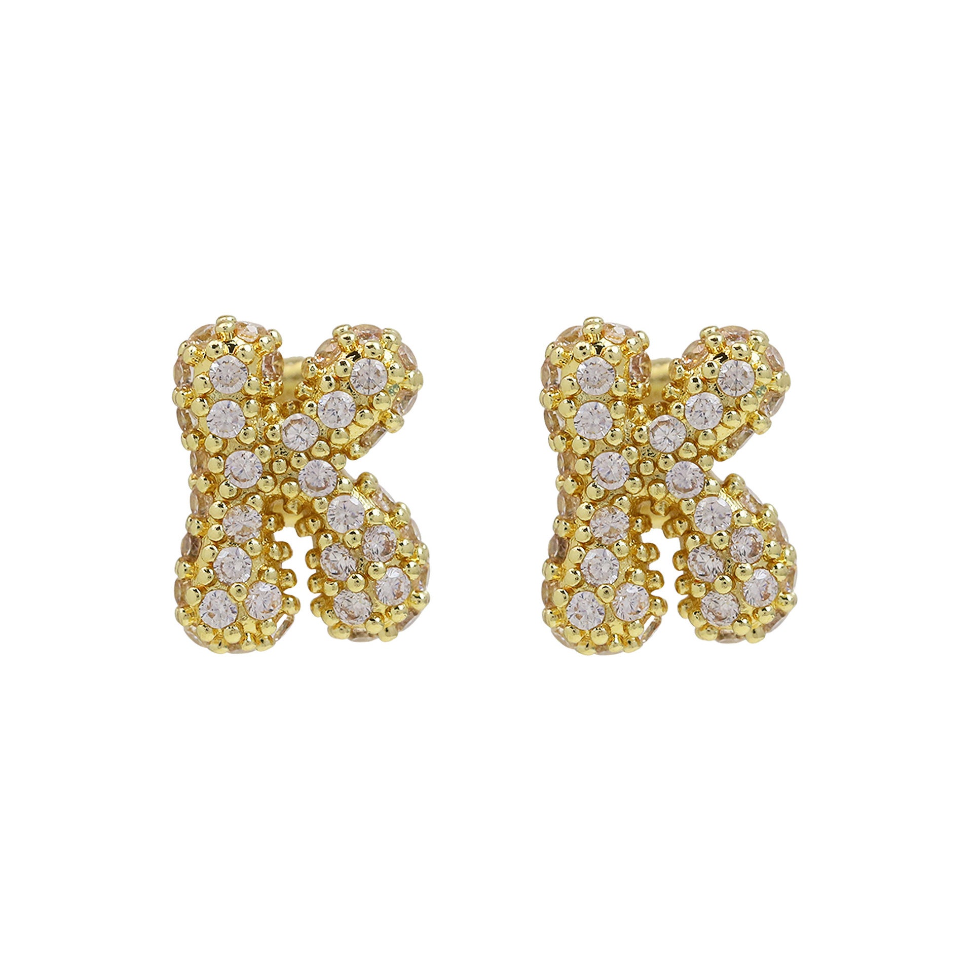 Lillyann Zircon Bubble Letter Earrings - K [QYEDUF3M]