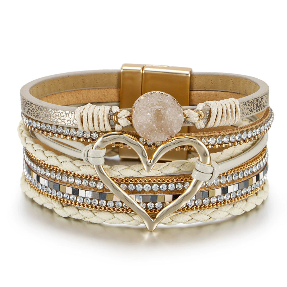 Ameera Braided Heart Bracelet - Khaki Heart [O82IKTTT]