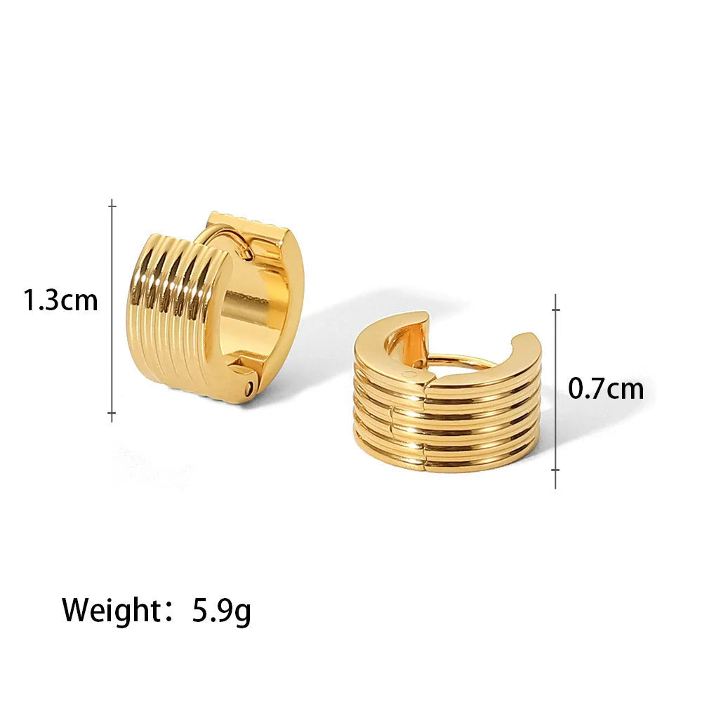 Kayleah Gold Ribbed Hoops - JDE202177