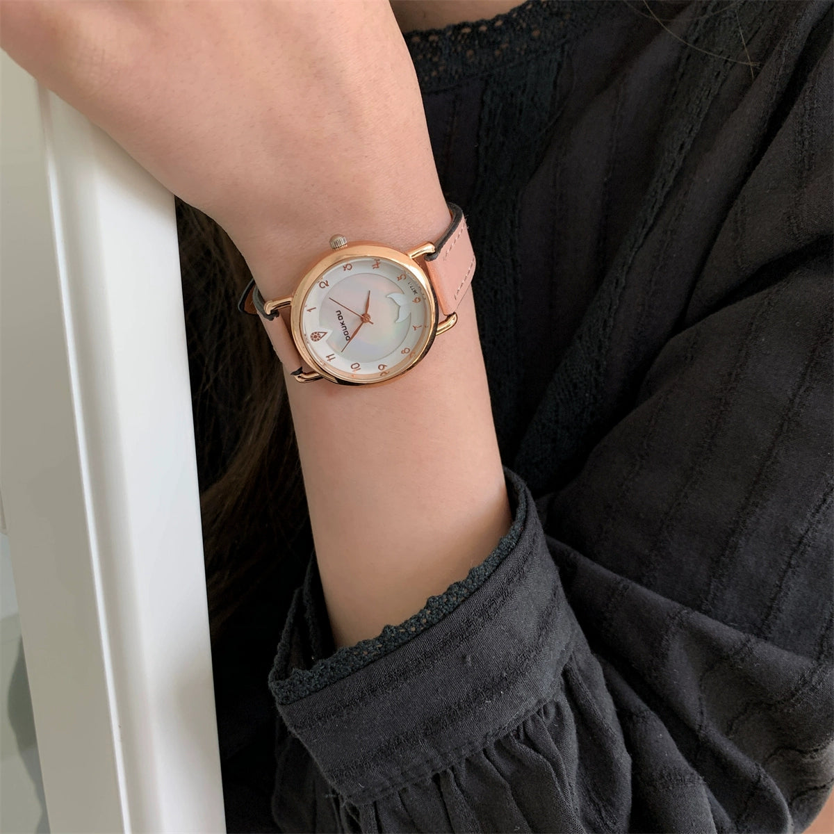 Nico Iridescent Shell Face Watch - Pink Strap [1DMV4WUR]