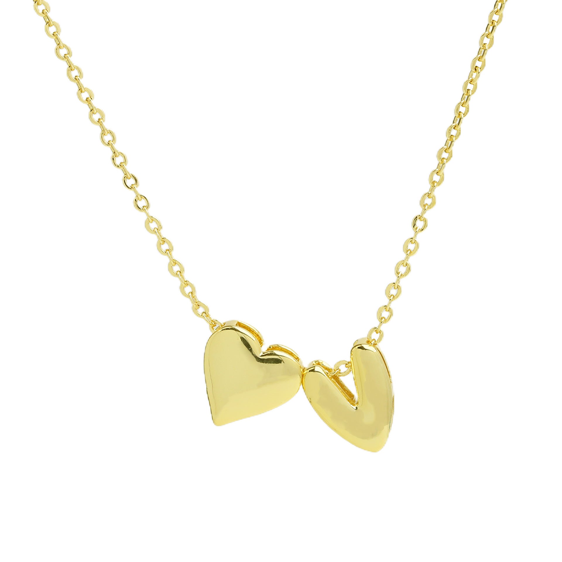Korie Puffed Initial Necklace - Letter V Necklace [RMBPAPR5]