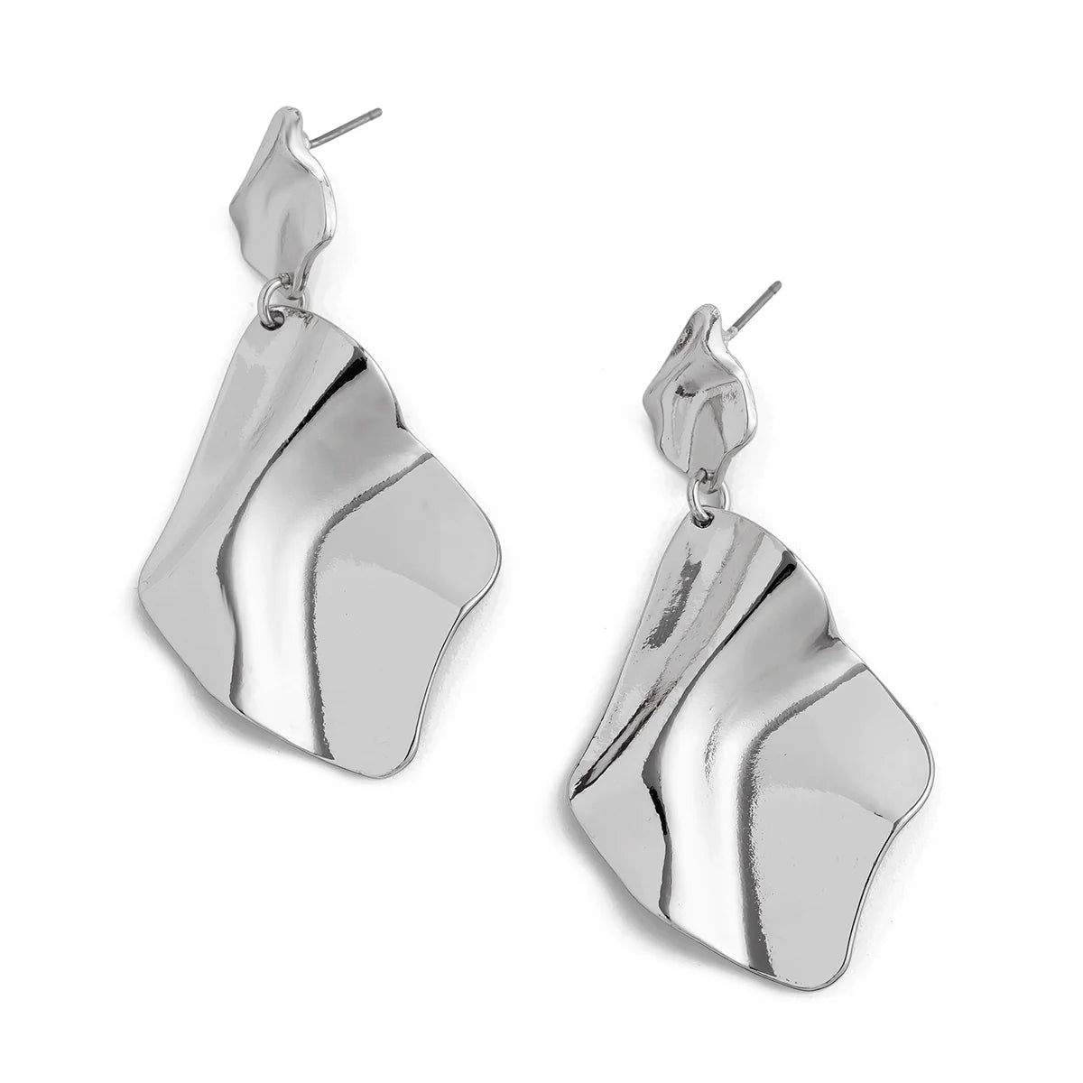 Azlyn Pleated Diamond Earrings - Silver