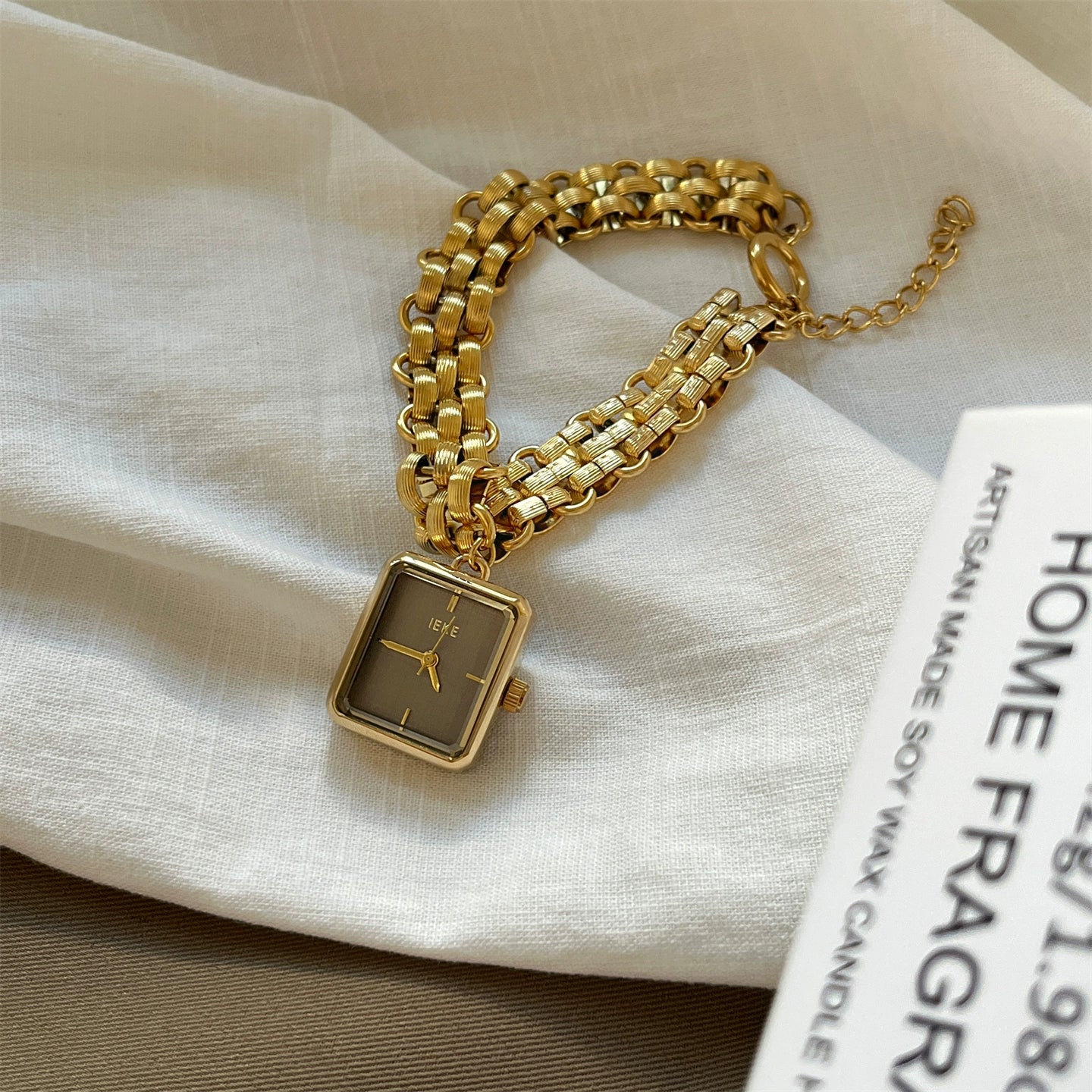 Arantxa Dainty Square Bracelet Watch - Gold Band Gray Face [APZ6F47X]