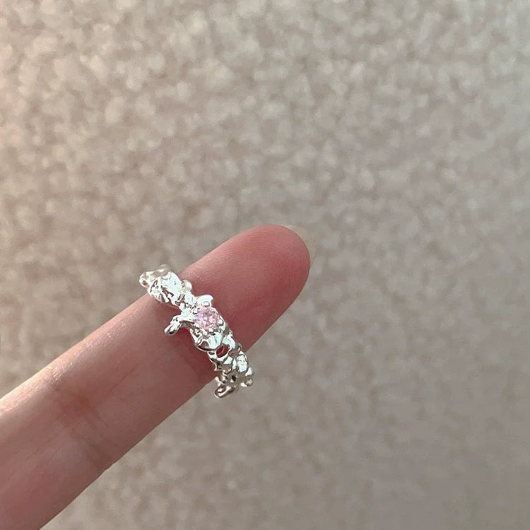 Journei Pink Zircon Flower Ring - Style 9