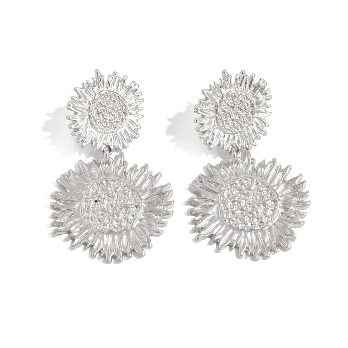 Keyara Sunflower Stud Earrings - Sunflower Silver
