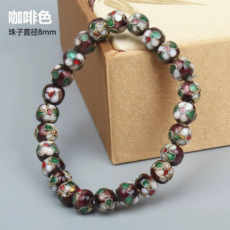 Azuri Enamel Filigree Bracelet - Coffee 0.8cm (25 beads)