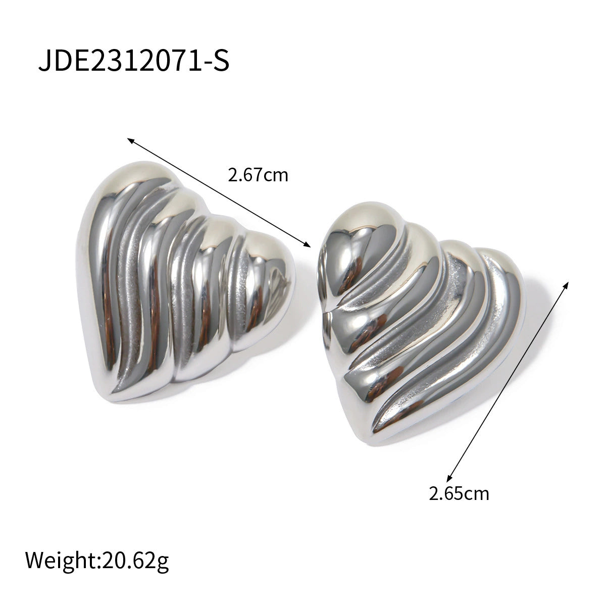 Bay Sculpted Heart Earrings - Wavy Heart [4EB3B22R]
