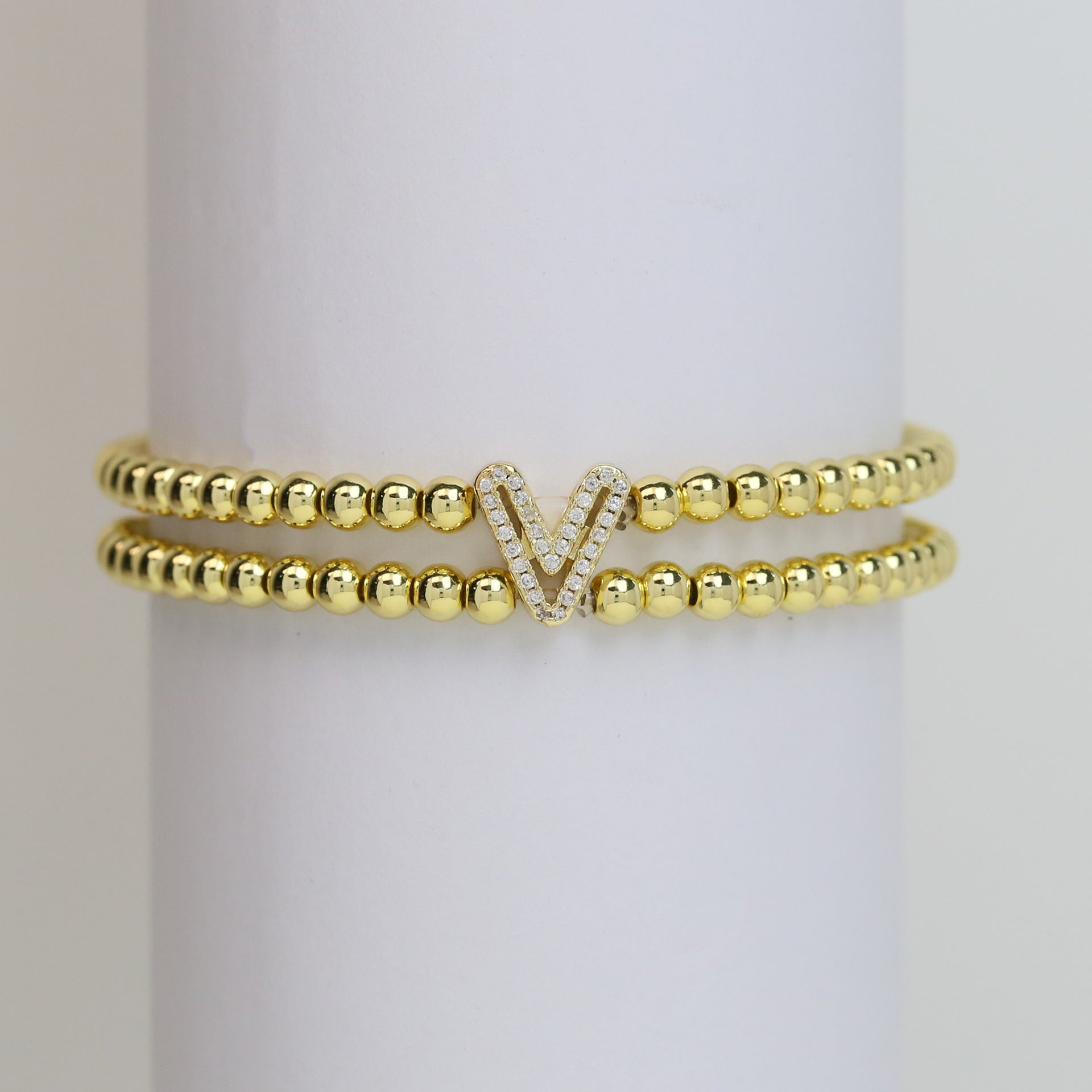 Alexandra Bubble Initial Bracelet - V [YMV7SUKX]