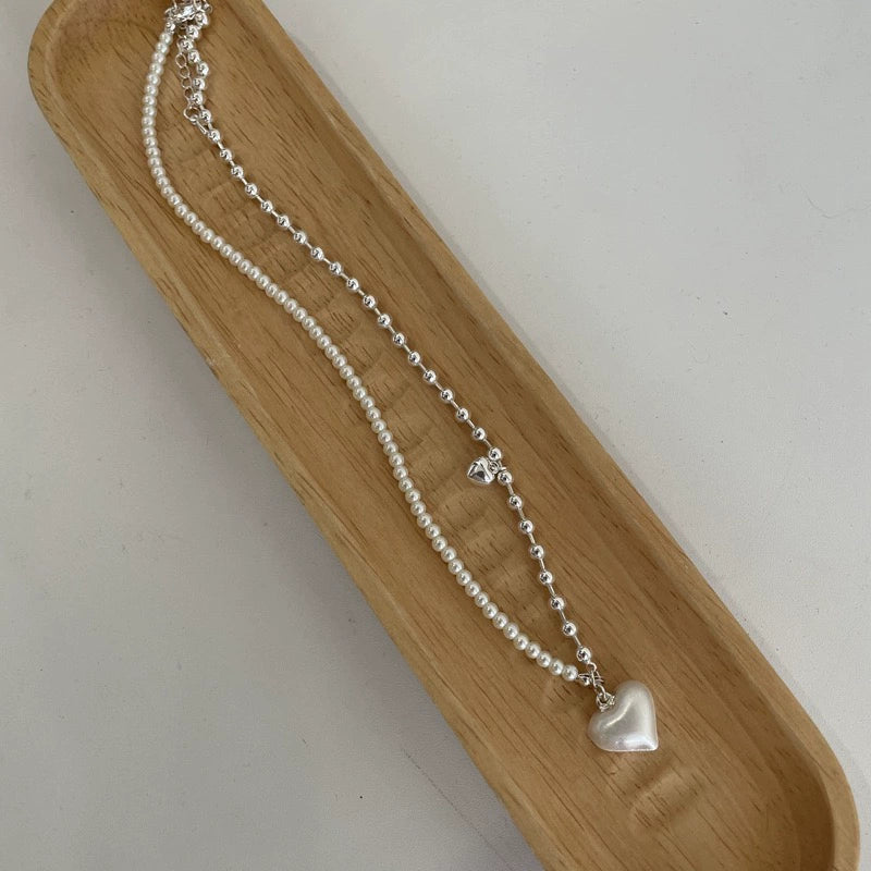 Zayah Asymmetrical Pearl Necklace - Heart Style [CX94B4L0]