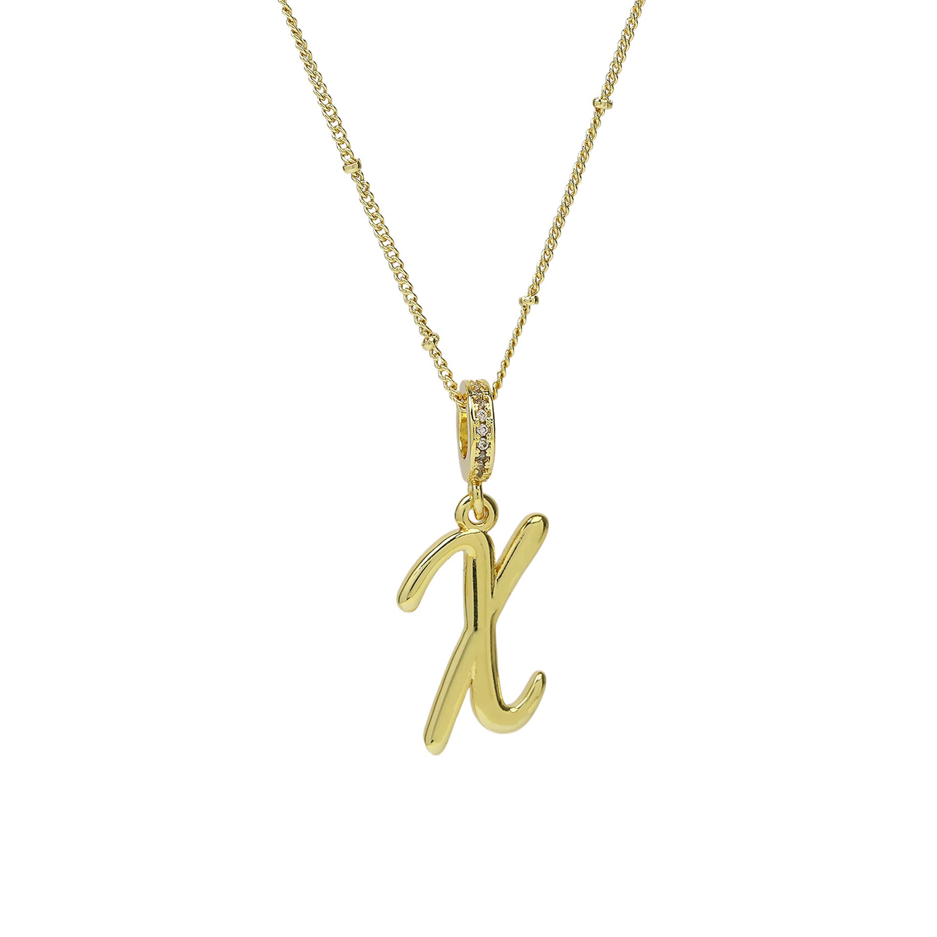 Frida Gold Cursive Initial Necklace - Gold X [4MEPFDB3]