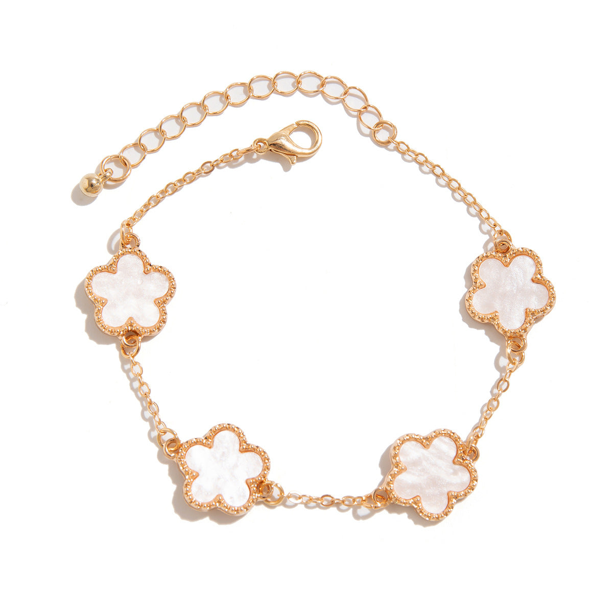 Corbin Five-Leaf Charm Bracelet - Gold + White [M0KGC0PV]